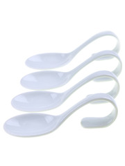 empty white spoons to fill up isolated on white background