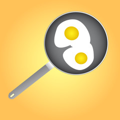 illustration- fried eggs isolated on an orange background