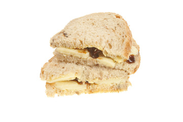 Wholemeal bread cheese and pickle sandwich
