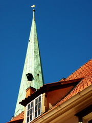 Tile roof and church tower