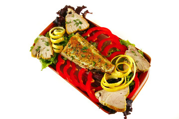 served atlantic tuna with vegetables