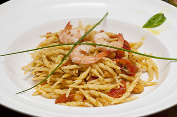 A first course dish with pasta and vegetables