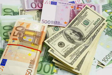 Obraz na płótnie Canvas euro and american money currency