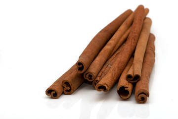 cinnamon on white background