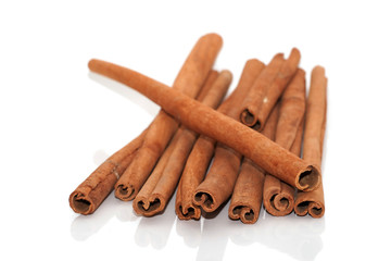 cinnamon on white background