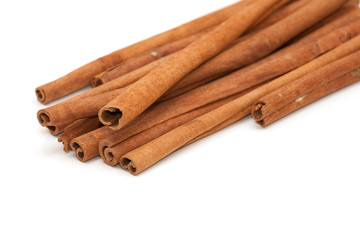 cinnamon on white background