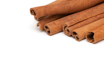 cinnamon on white background