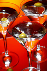 Martini glass with olive inside