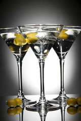 Martini glass with olive inside
