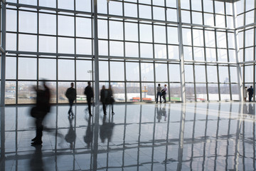 People at modern building