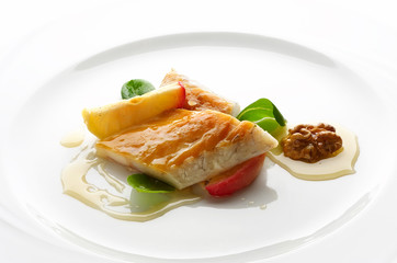 Fried fillet of smoked salmon
