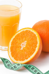 orange juice and measuring tape