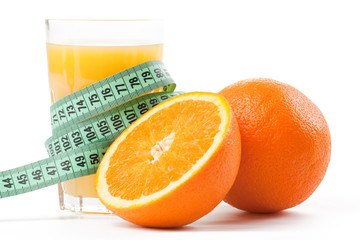 orange juice and measuring tape