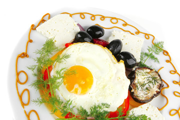 fried egg served on white plate