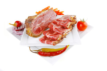 beef rolls and chunk on white