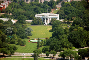 Aerial view of The White house in Washington DC