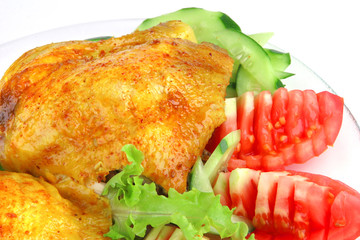 served grilled chicken leg