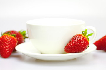 cup of strawberries isolated on white