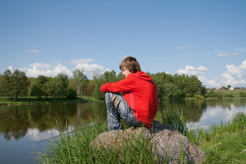 Fototapeta premium teenager fishes