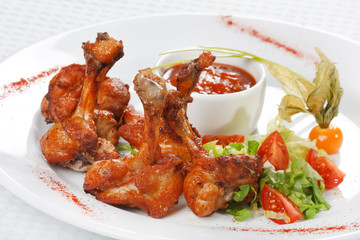 chicken wings with hot spicy barbecue sauce