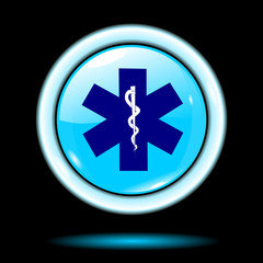 Button medical sign blue isolated on the black background vector
