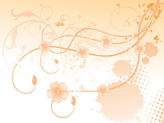 abstract colorful orange floral background with grunge