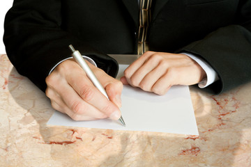 hands and pen