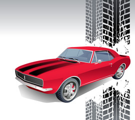 Old American Muscle car vector background