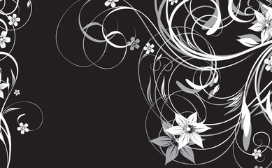 abstraction florale en noir et blanc