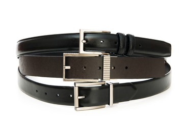 Leather belt isolated on the white background