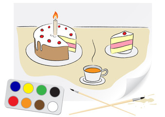 drawing cake