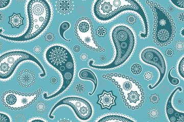 Islamic paisley vector turquoise pattern texture