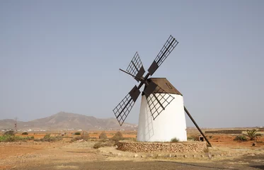 Gordijnen Traditional windmill on Canary Island Fuerteventura Spain © philipus