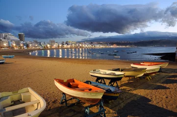 Raamstickers Fishing boats on the beach. Las Palmas de Gran Canaria © philipus