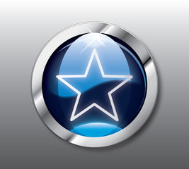 Blue star button vector