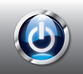 Blue power button vector