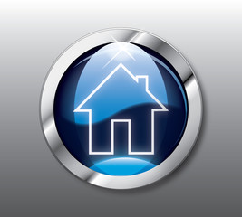 Blue home button vector