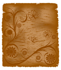 vector illustration of an old paper with floral ornament