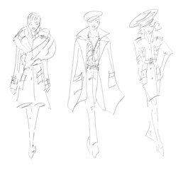 SKETCH. The vector beautiful girl on a white background