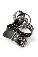 black leather belt with buckle