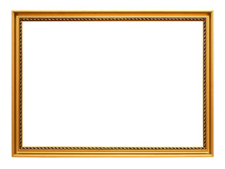 Golden art frame isolated on white