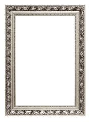 Silver art frame isolated on white