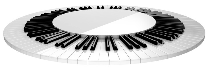 circle piano keyboard stage isolated on white