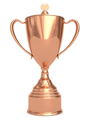 Fototapeta na wymiar Bronze trophy cup on white