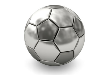Silver or platinum soccer ball on white