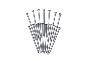 Figure made of steel nails. Isolated on white