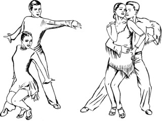Dance pair - hand drawing illustration