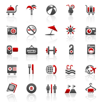 red holiday hotel icons - set 10