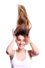 Fototapeta premium Portrait of sexy young woman isolated on white background