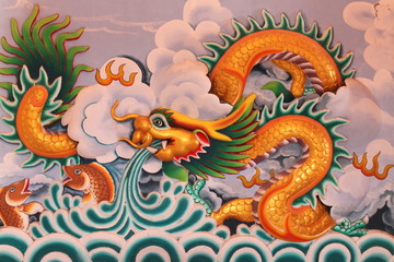 Painting on the wall of joss house, Borabue, Mahasarakam